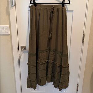 Chic Olive Maxi Skirt